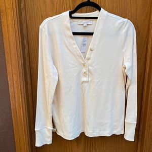 Loft Cotton 3/4 button up sweater.